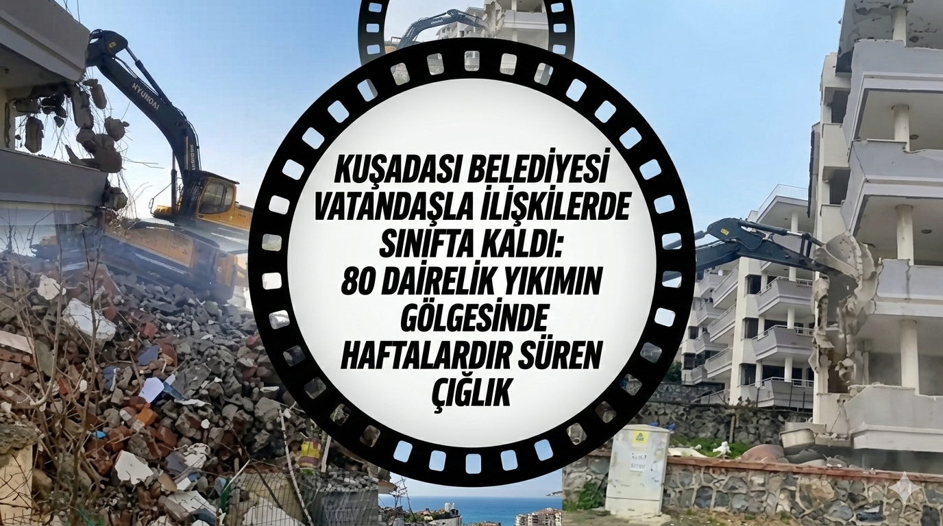 ​KUŞADASI BELEDİYESİ VATANDAŞLA İLİŞKİLERDE SINIFTA KALDI: 80 DAİRELİK YIKIMIN GÖLGESİNDE HAFTALARDIR SÜREN ÇIĞLIK