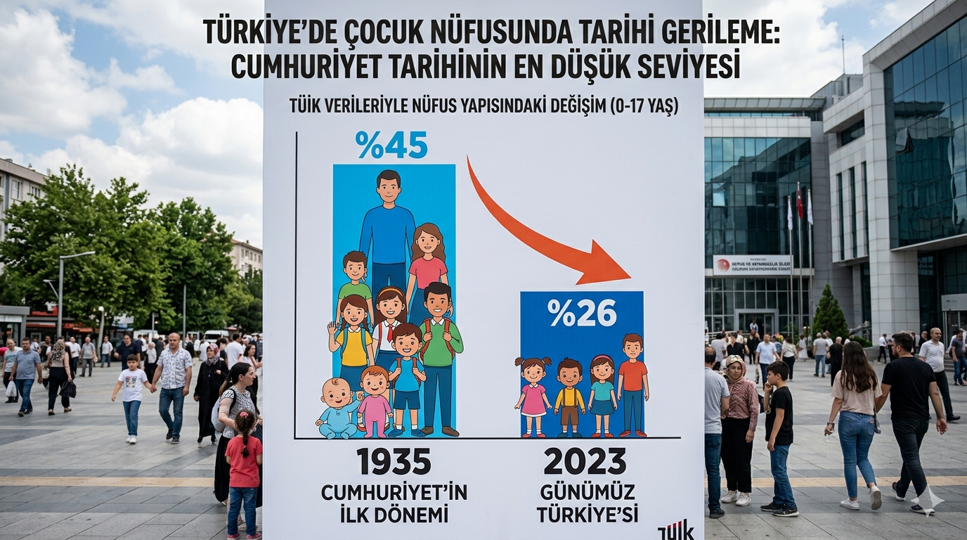 ​TÜRKİYE’DE ÇOCUK NÜFUS ORANINDA TARİHİ GERİLEME: CUMHURİYET TARİHİNİN EN DÜŞÜK SEVİYESİ KAYDEDİLDİ