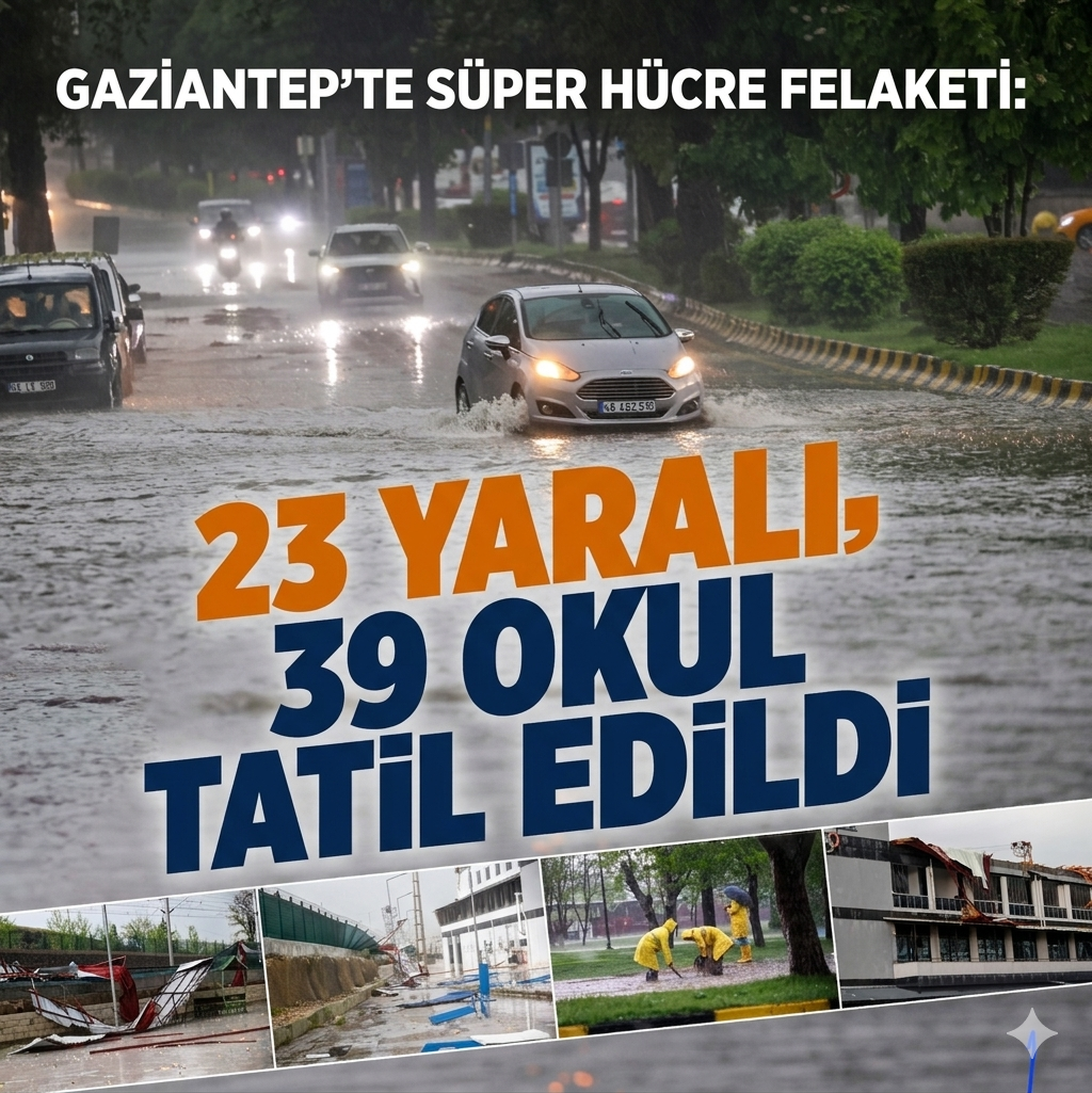 GAZİANTEP’TE SÜPER HÜCRE FELAKETİ: 23 YARALI, EĞİTİME ARA VERİLDİ