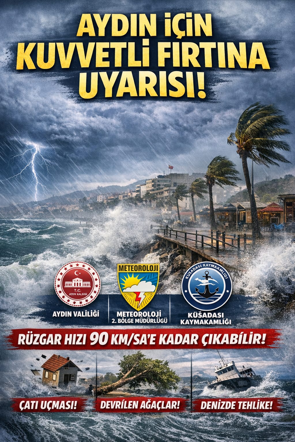 Meteoroloji ve Resmî Kurumlardan Aydın İçin Kuvvetli Fırtına Uyarısı