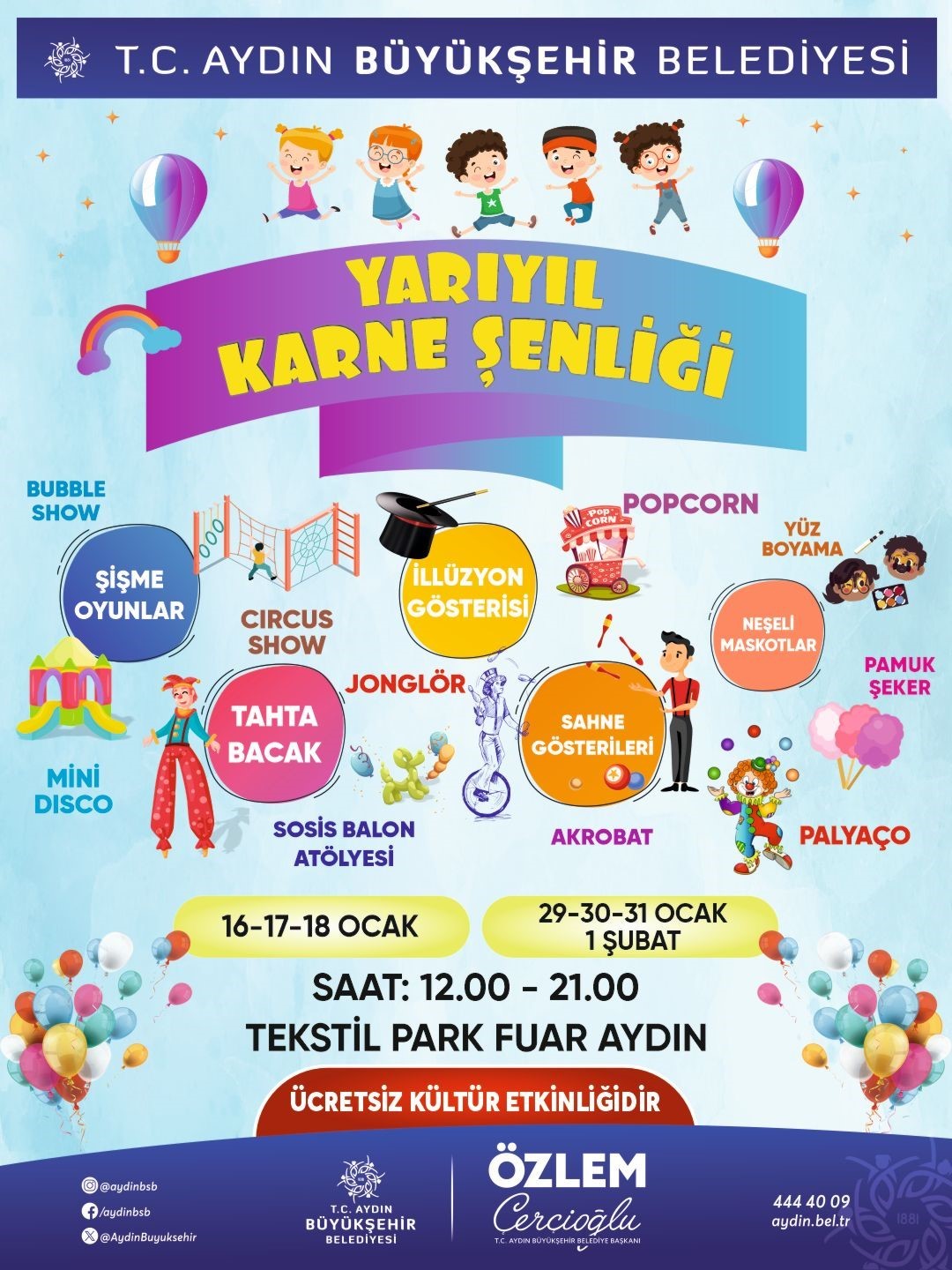 Aydın’da Yarıyıl Tatili Çocuklar İçin Şenliğe Dönüşüyor