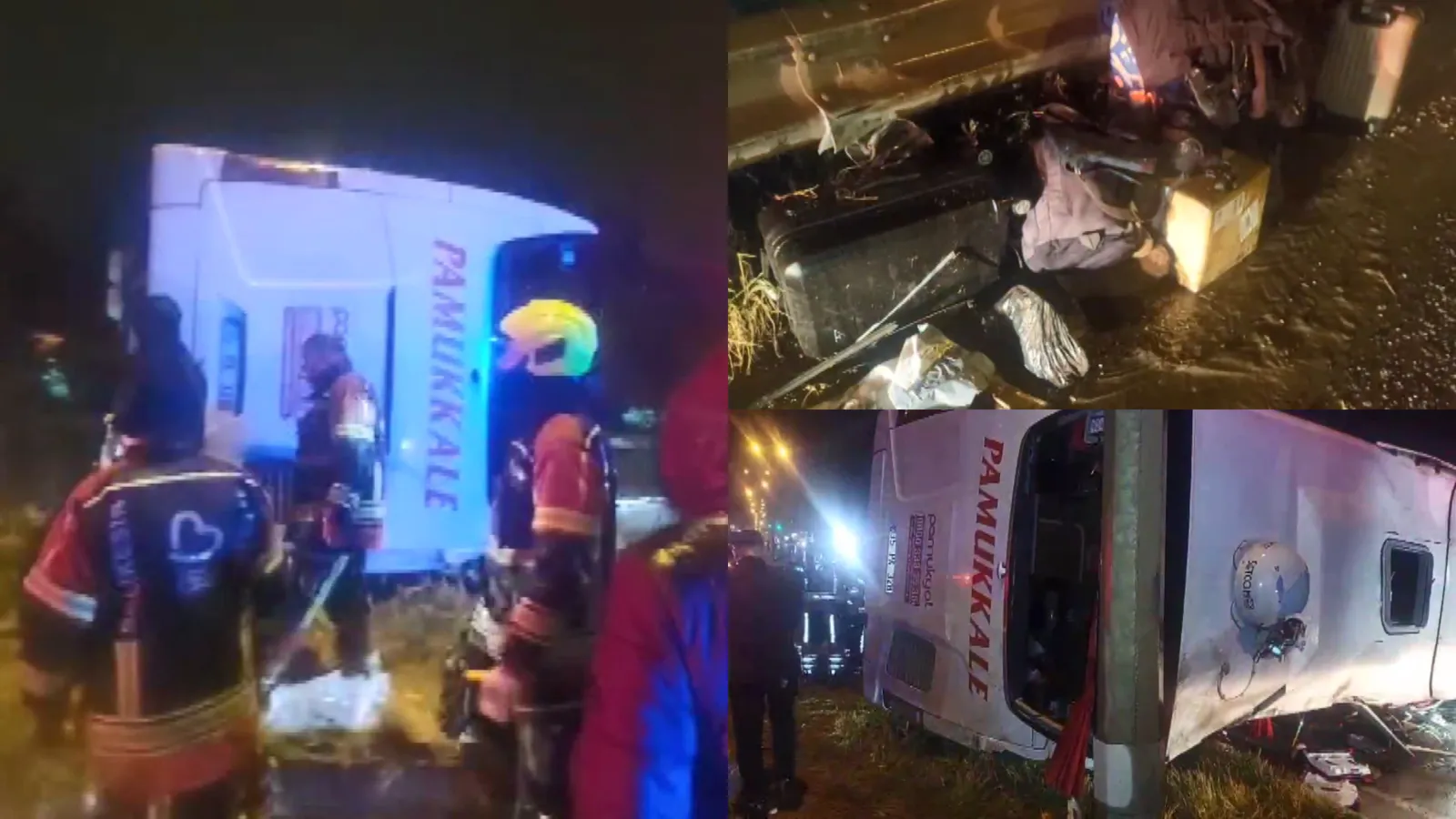 YOLCU OTOBÜSÜ DEVRİLDİ: 3 ÖLÜ, 31 YARALI