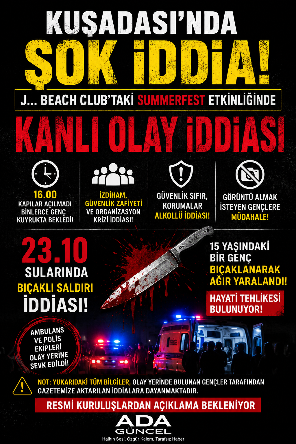 KUŞADASI'NDA ŞOK İDDİA: J... BEACH CLUB'TAKİ SUMMERFEST ETKİNLİĞİNDE KANLI OLAY İDDİASI