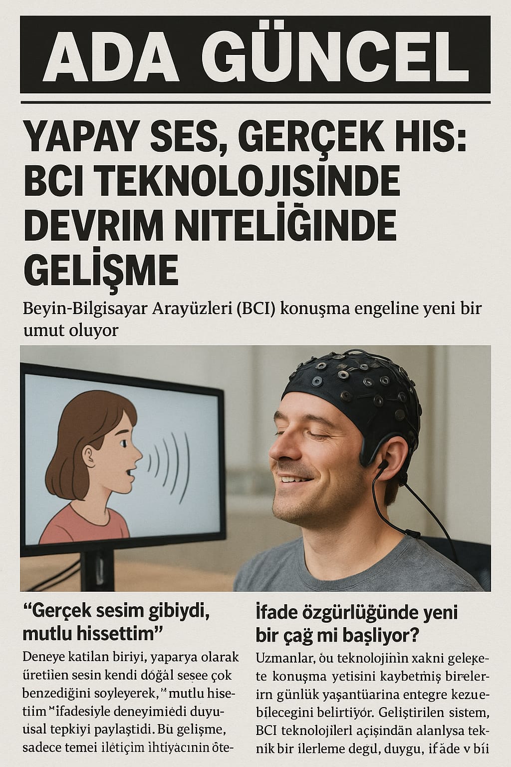 Yapay Ses, Gerçek His: BCI Teknolojisinde Devrim Niteliğinde Gelişme