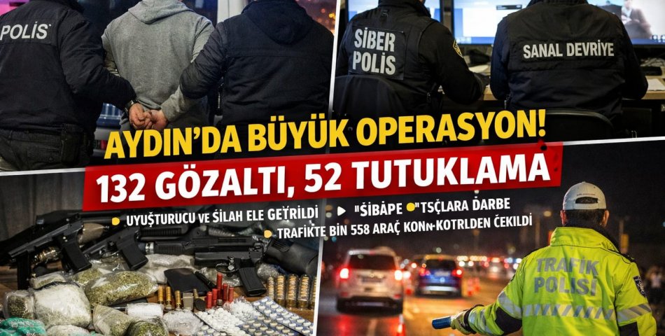 Aydın’da Bir Haftada Suç ve Aranan Şahıs Operasyonu: 132 Yakalama, 52 Tutuklama