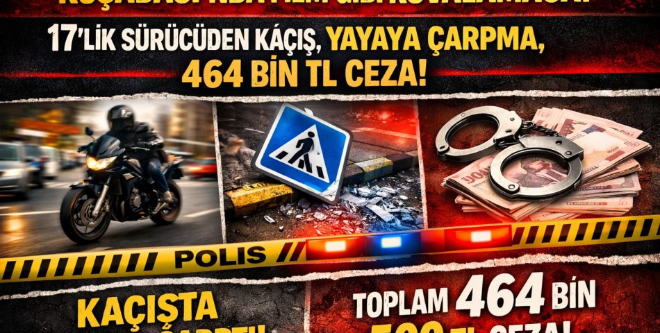 KUŞADASI’NDA FİLM GİBİ KOVALAMACA: 17’LİK SÜRÜCÜDEN KAÇIŞ, YAYAYA ÇARPMA, 464 BİN TL CEZA