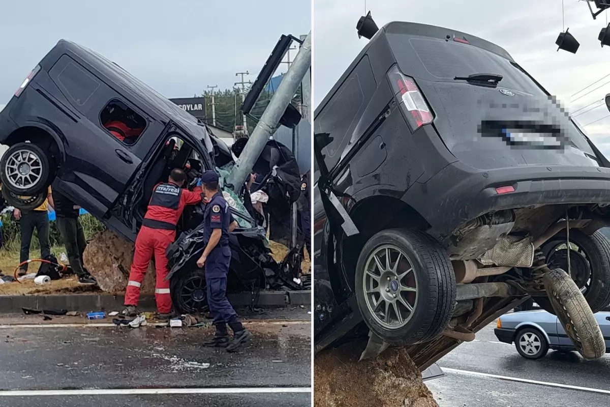 Direğe çarpan araç ikiye bölündü: Sürücü hayatını kaybetti