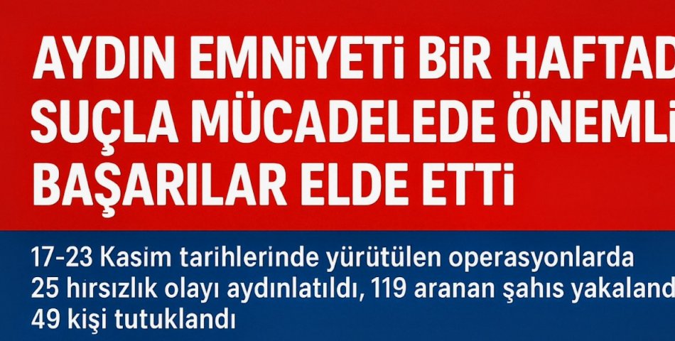 Aydın Emniyeti Bir Haftada Suçla Mücadelede Önemli Başarılar Elde Etti